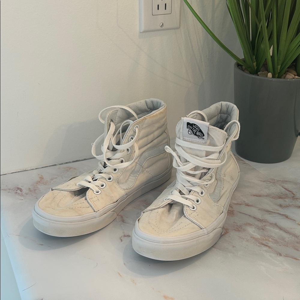 Vans Off-White Sk8-Hi Canvas & Suede High Top Sneakers